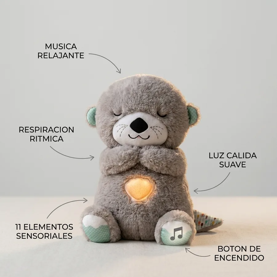 Nutria Dormilona – Peluche con Respiración y Música para Dormir al Bebé — color Gris — foto 8